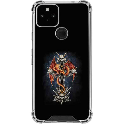 Gothic Dragon & Skull Cross by Sarah Richter Google Pixel 5 Clear Case